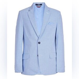 Tommy Hilfiger Big Boys Blue White Striped Seersucker Blazer SZ 10 Classic NWT
